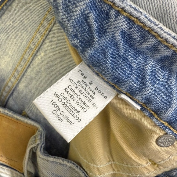 Rag & Bone Maya High Rise Slim Leg Light Blue Distressed Jeans Size 27 - Picture 4 of 9
